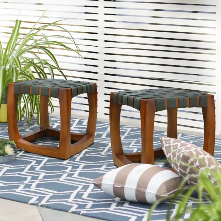 stool with leather straps
