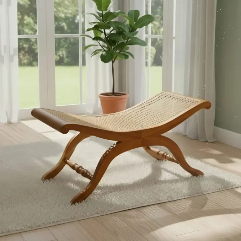 sumba curved teak footstool