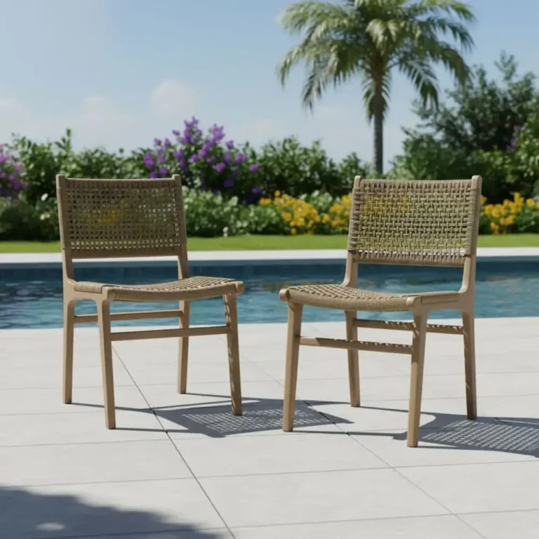 teak dining chair with cord webbing