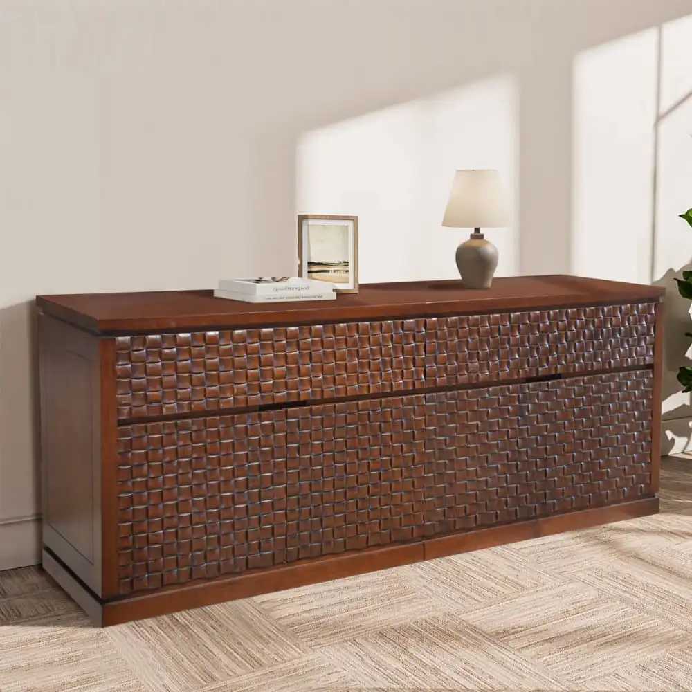 Teak Grid Pattern Buffet – 2 Drawer 1 Teak Grid Pattern Buffet – 2 Drawer