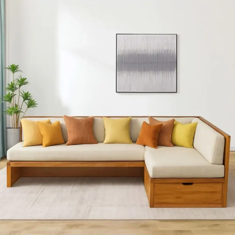 teak harmony l shape sofa with storage drawer