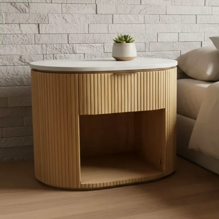 travertine curve bedside table