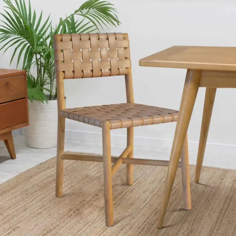 valenza leather weave dining chair