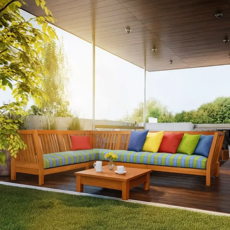 vibrant teak outdoor sofa