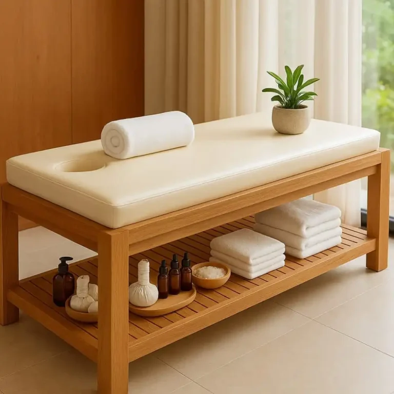 zenspa solid teak massage bed